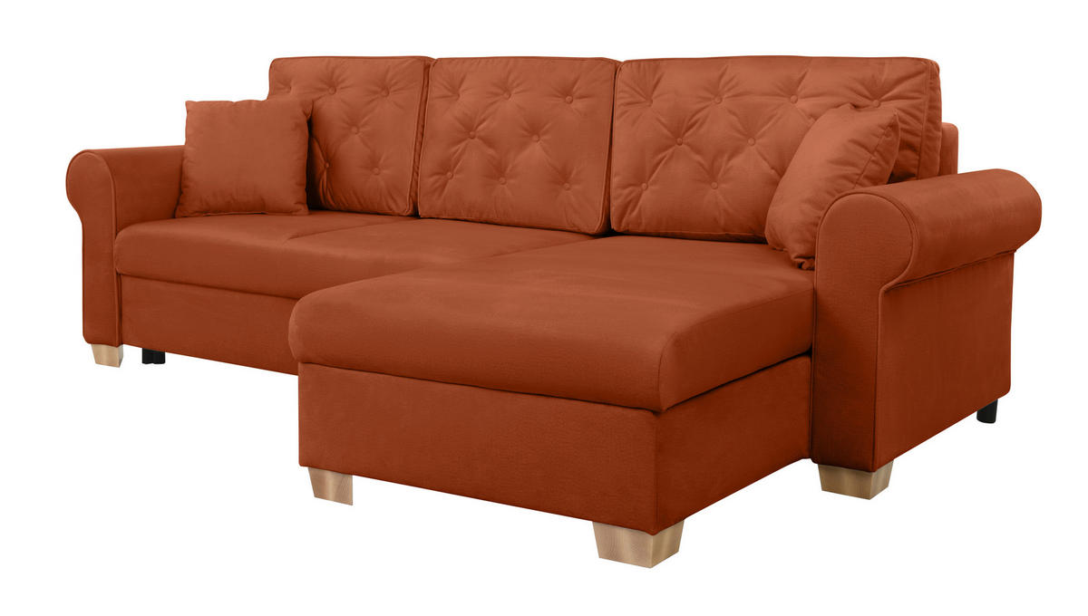 ECKSOFA Arles Terracotta  - Buchefarben/Terracotta, Design, Holz/Textil (266/161cm) - MID.YOU