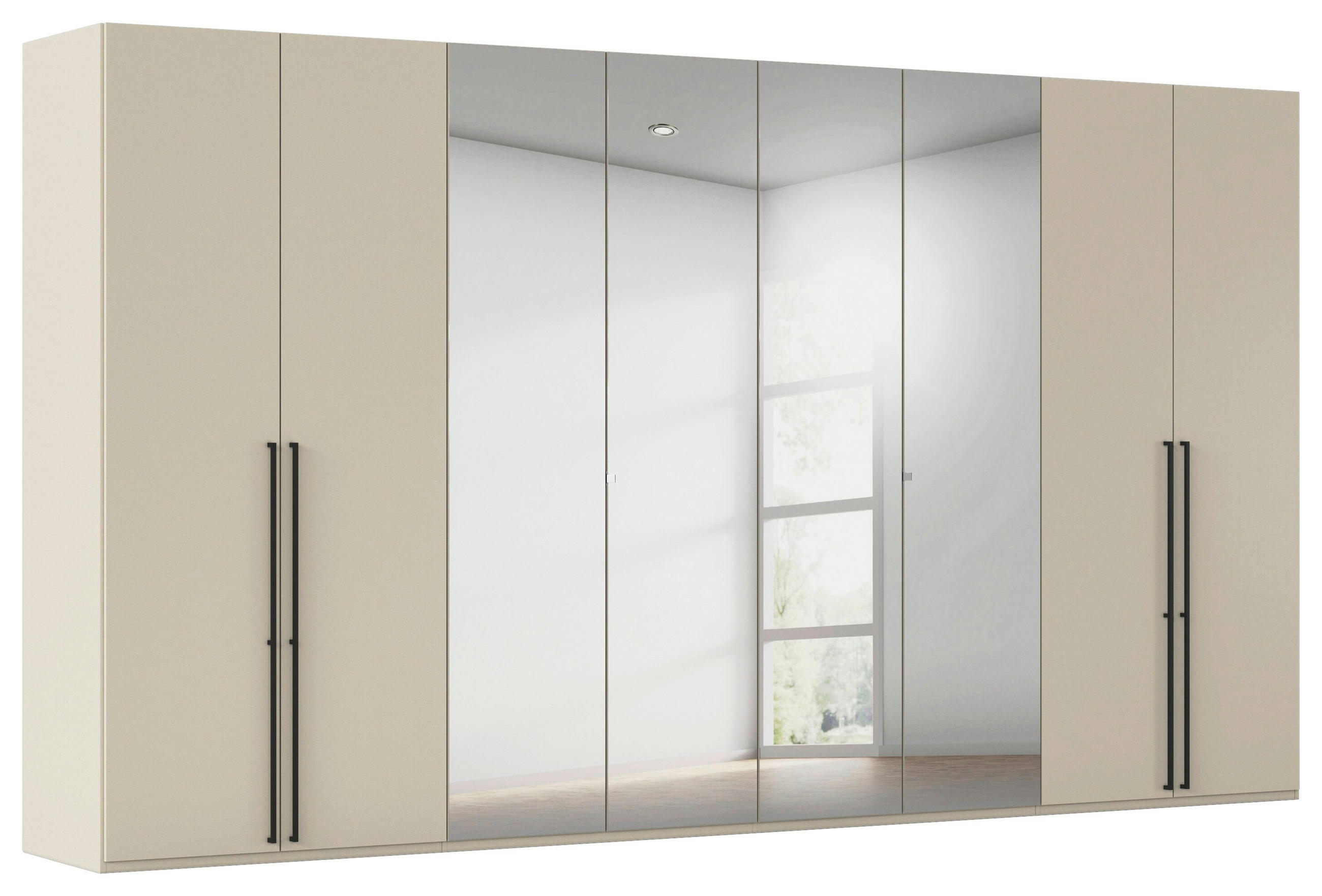 DREHTÜRENSCHRANK 400/223/61 cm,  in Champagner, 8-türig  - Chromfarben/Champagner, Basics, Glas/Holzwerkstoff (400/223/61cm) - Novel