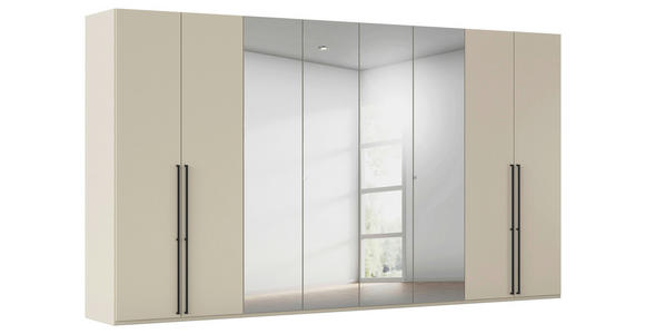 DREHTÜRENSCHRANK 400/223/61 cm,  in Champagner, 8-türig  - Chromfarben/Champagner, Basics, Glas/Holzwerkstoff (400/223/61cm) - Novel