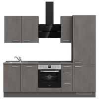 KÜCHENBLOCK 240 cm   in Schieferfarben  - Schieferfarben/Edelstahlfarben, MODERN, Holzwerkstoff/Metall (240cm) - Nobilia