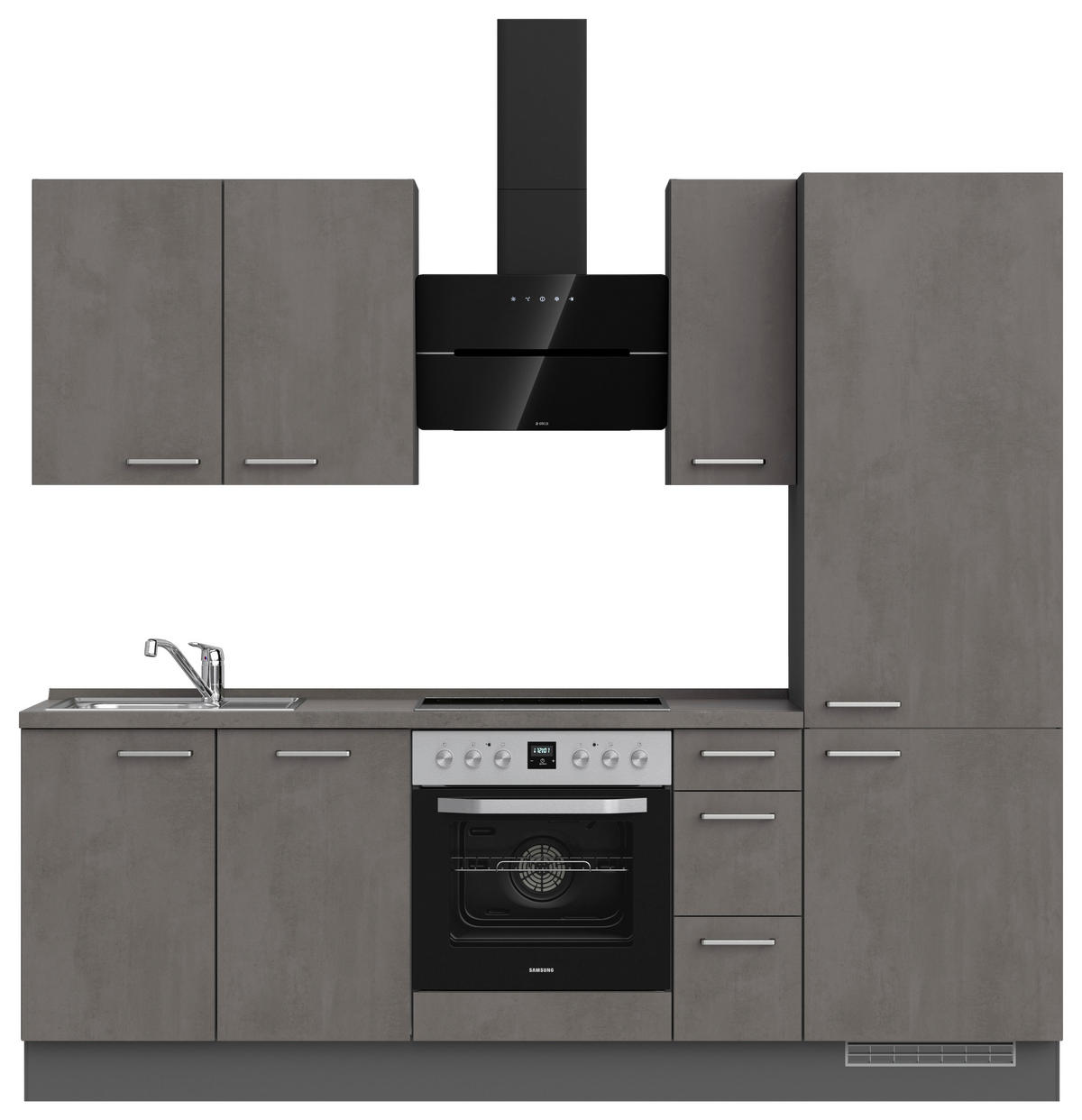 KÜCHENBLOCK 240 cm   in Schieferfarben  - Schieferfarben/Edelstahlfarben, MODERN, Holzwerkstoff/Metall (240cm) - Nobilia