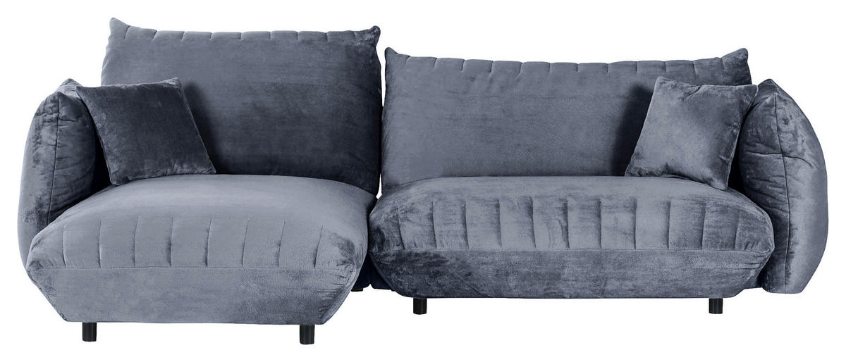 HÖRNSOFFA i plysch blågrå  - blågrå/svart, Klassisk, textil/plast (170/270cm) - MID.YOU