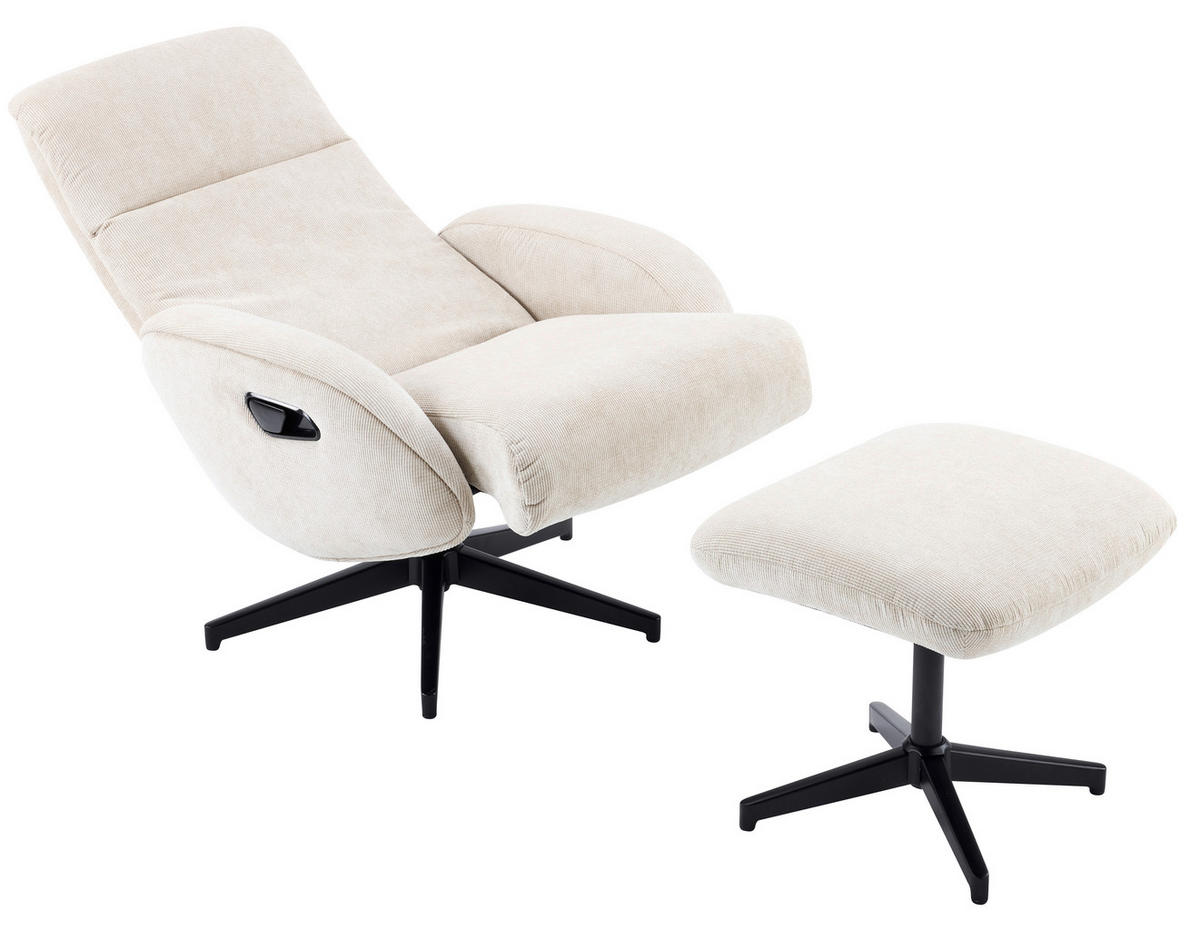 RELAXSESSELSET BASTY Webstoff Hocker    - Beige/Schwarz, Design, Textil/Metall (75/107/77cm) - Livetastic