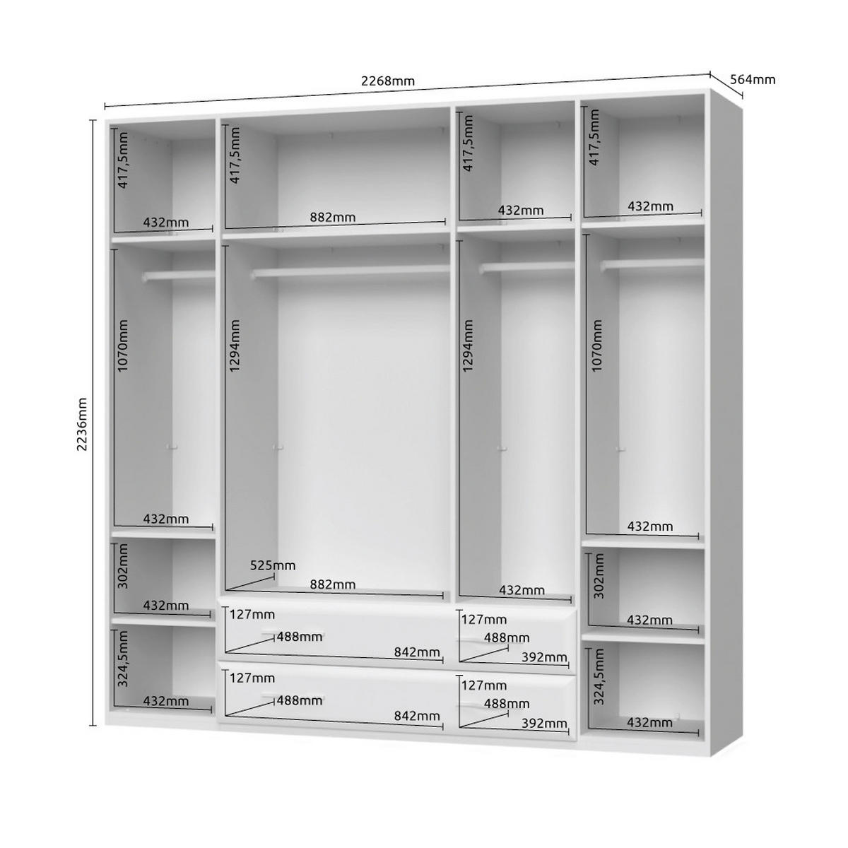 ORMAR SA KLASIČNIM VRATIMA bež  227/224/56 cm  - bež, Dizajnerski, metal/pločasti materijal (227/224/56cm)