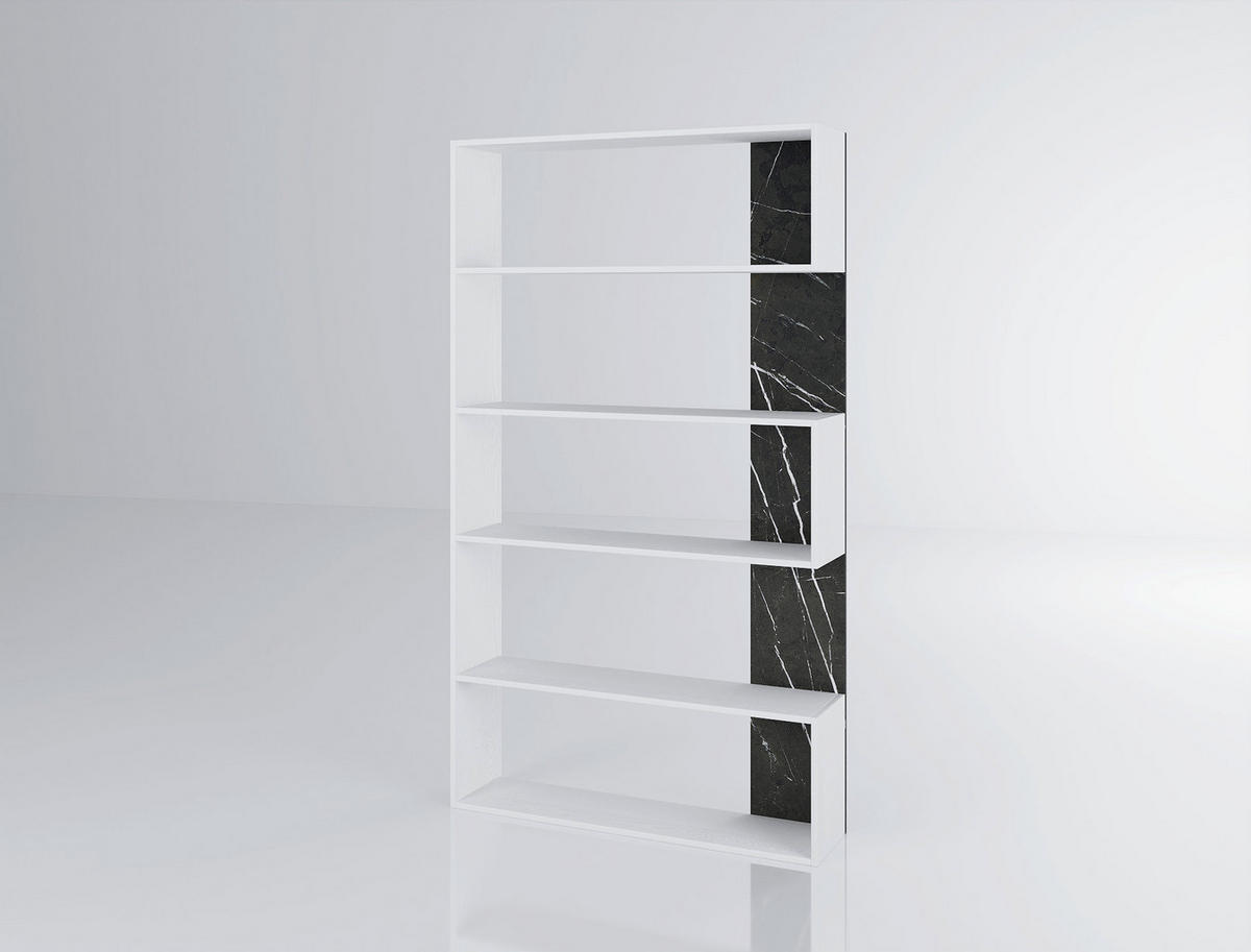 ETAJERĂ  197/12/26 cm alb, negru  - alb/negru, Modern, material pe bază de lemn (197/12/26cm) - Carryhome