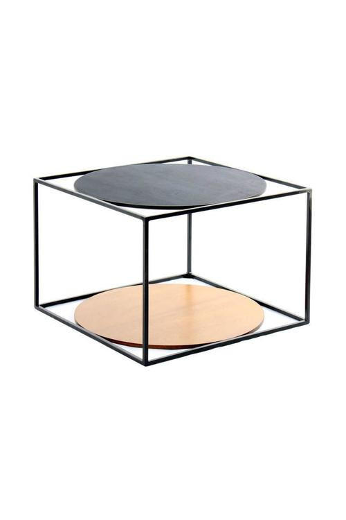 SIDOBORD i metall, trämaterial 50/50/36 cm  - brun/svart, Basics, metall/trämaterial (50/50/36cm) - Kayoom