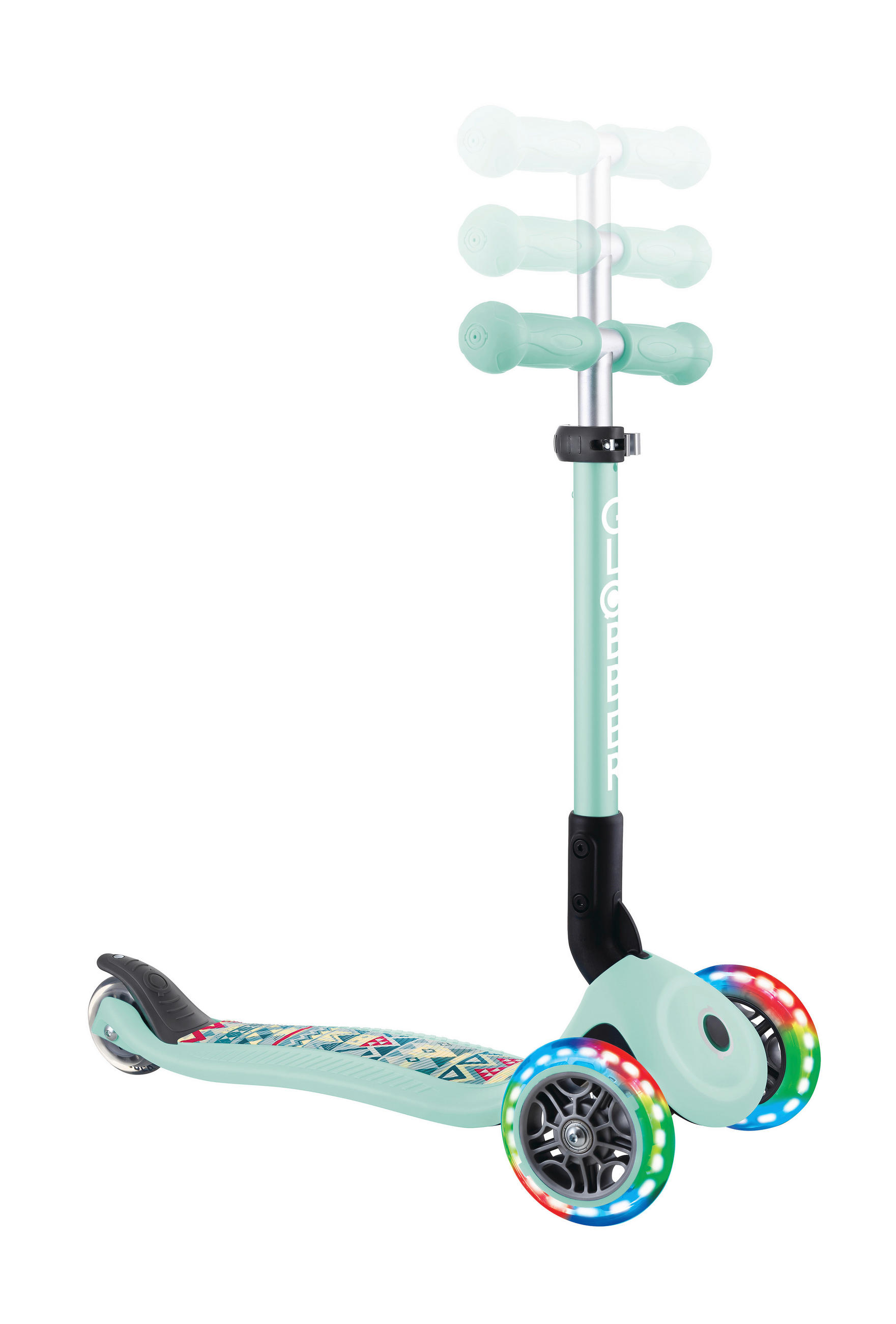KINDERSCOOTER JUNIOR FOLDABLE FANTASY LIGHTS  - Hellgrün, LIFESTYLE, Kunststoff (56/28,6/68cm) - GLOBBER