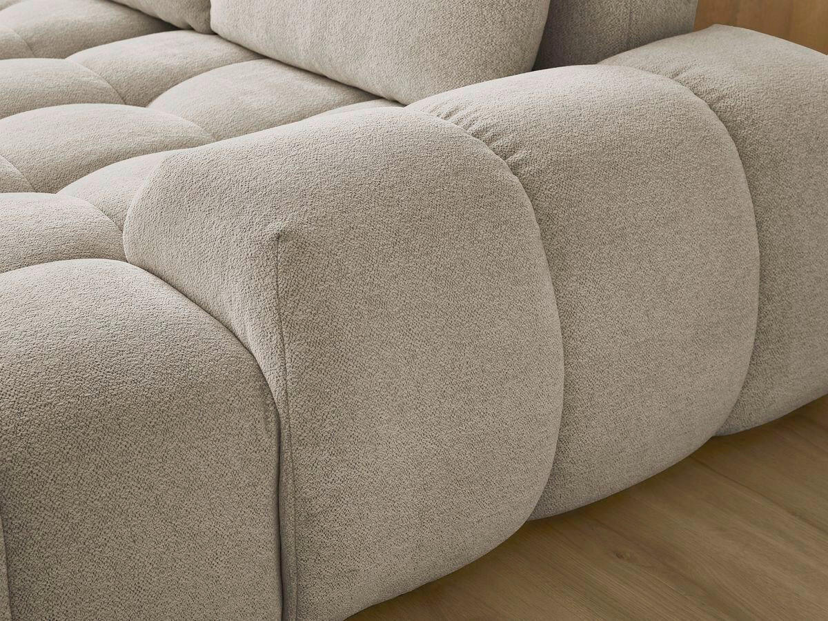 ECKSCHLAFSOFA EVEREST  mit Rücken echt, Armteil links, Armteil rechts Flachgewebe Taupe  - Taupe/Schwarz, MODERN, Kunststoff/Textil (212/423/198cm)