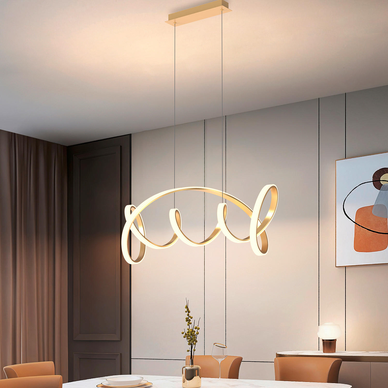 LED-PENDELLEUCHTE 102/40/150 cm   - Goldfarben, Design, Metall (102/40/150cm)