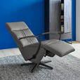 RELAXSESSEL in Leder Grau  - Schwarz/Grau, Design, Leder/Metall (64/112/80cm) - Cantus