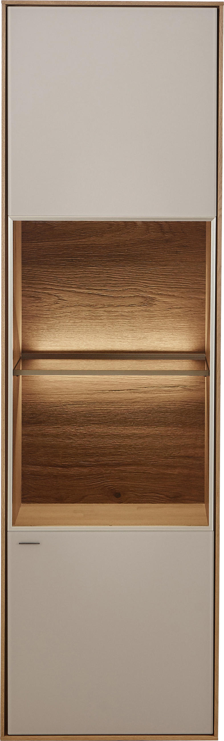HÄNGEVITRINE in vollmassiv Kerneiche Eichefarben, Fango  - Fango/Eichefarben, Design, Glas/Holz (41/137/39cm) - Valnatura