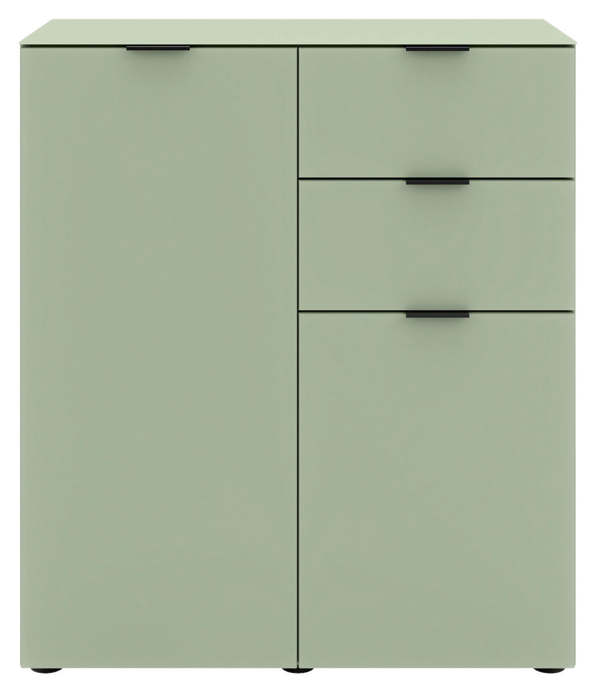 KOMMODE , 80/93/40 cm, 2 Schublade(n)  - Salbeigrün/Schwarz, Basics, Glas/Holzwerkstoff (80/93/40cm) - Novel