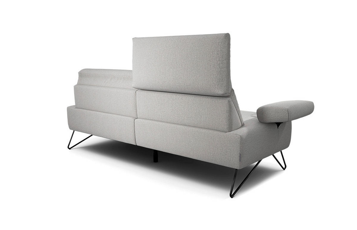 2,5-SITZER Chenille Hellgrau  - Hellgrau/Schwarz, Design, Textil/Metall (204-234/85/86-94cm) - SENSOO