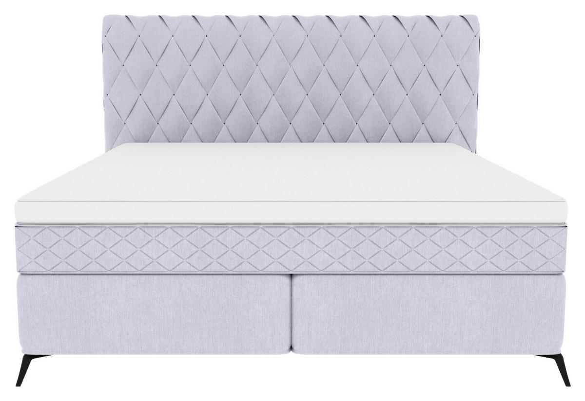 BOXSPRINGBETT 180/200 cm  in Hellgrau  - Hellgrau/Schwarz, Design, Textil/Metall (180/200cm) - Boxxx