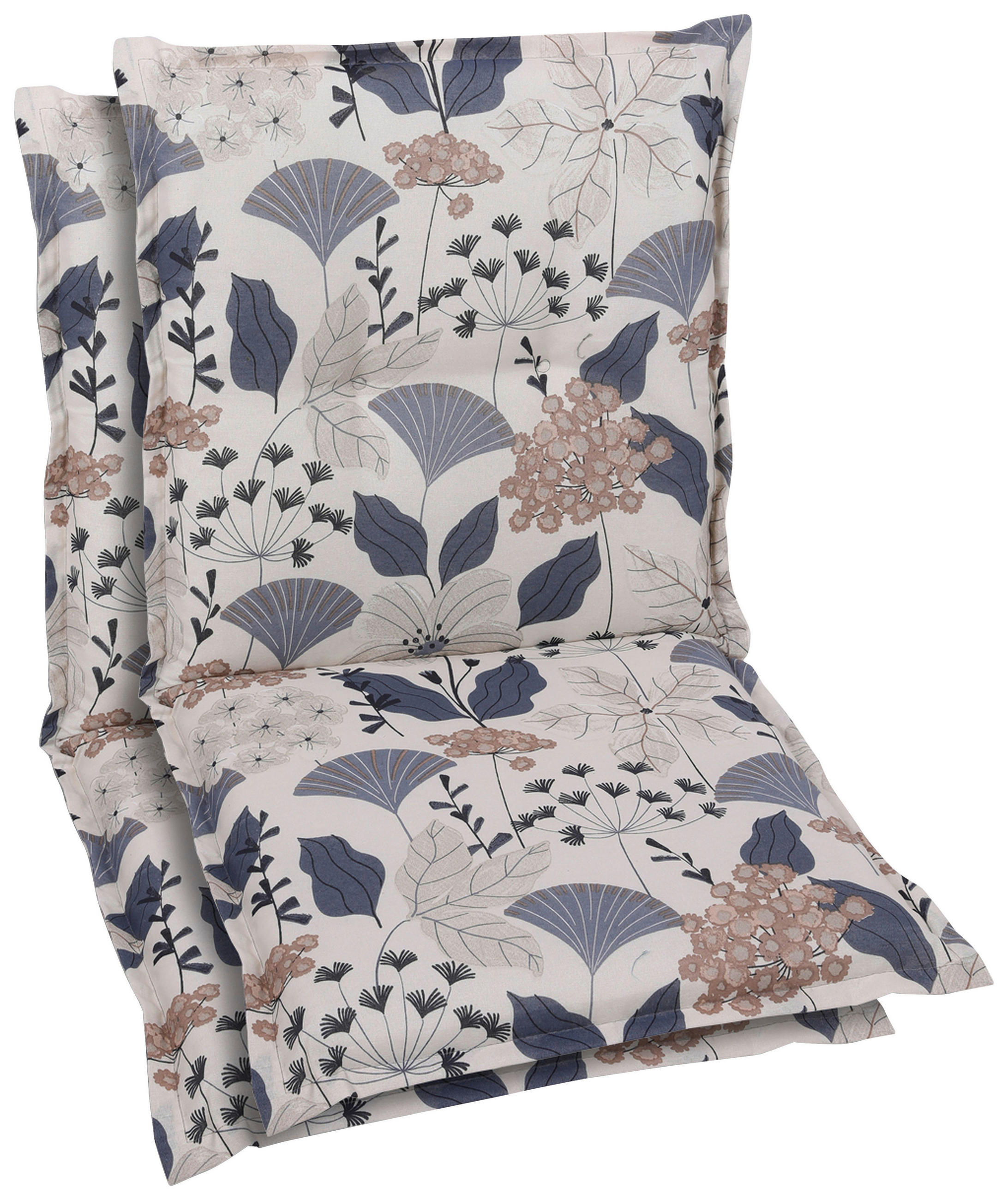 SESSELAUFLAGENSET Floral  - Blau/Beige, Basics, Textil (50/6/100cm)