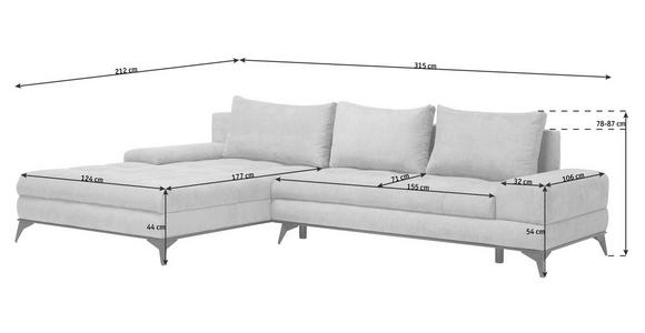 ECKSOFA Greige Webstoff - Greige/Schwarz, Design, Textil/Metall (212/315cm) - Carryhome