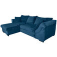 ECKSOFA  in Cord Blau  - Blau/Schwarz, KONVENTIONELL, Textil/Metall (168/258cm) - Carryhome