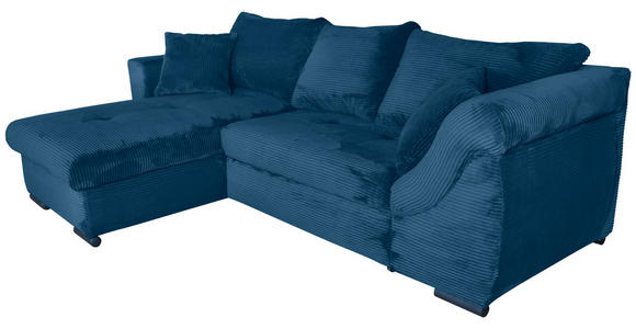 ECKSOFA  in Cord Blau  - Blau/Schwarz, KONVENTIONELL, Textil/Metall (168/258cm) - Carryhome