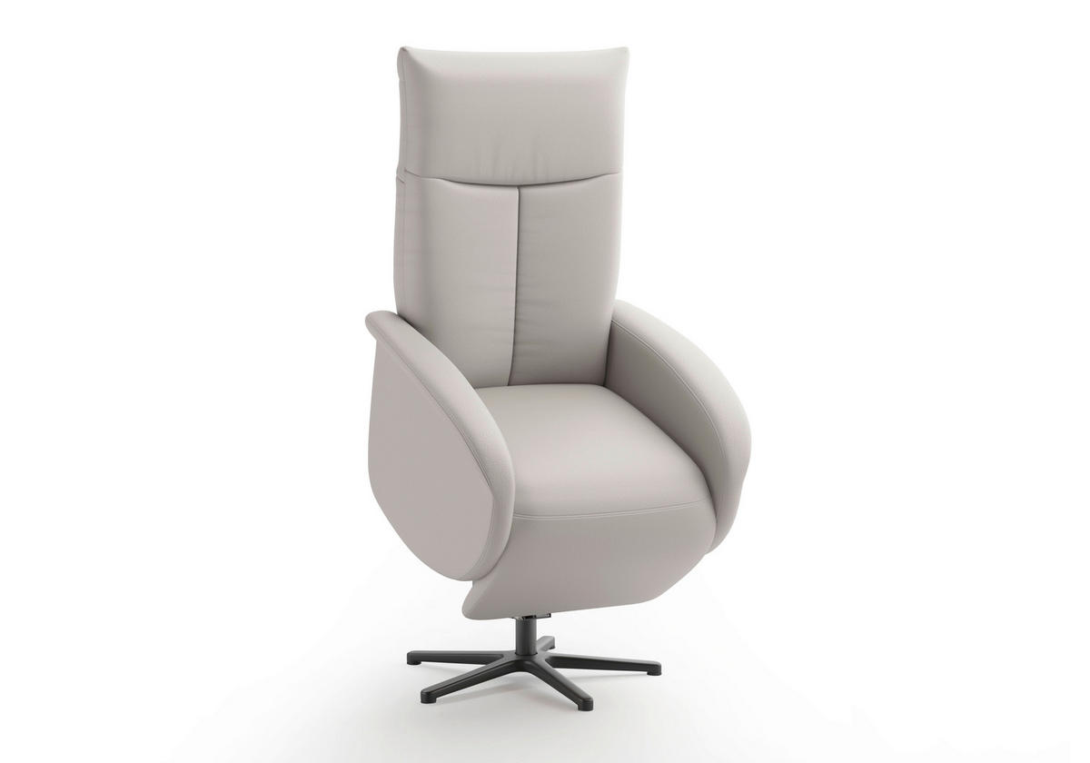 DREHSTUHL Hellgrau  - Hellgrau/Schwarz, MODERN, Leder/Metall (75/112/82cm) - Sit & More
