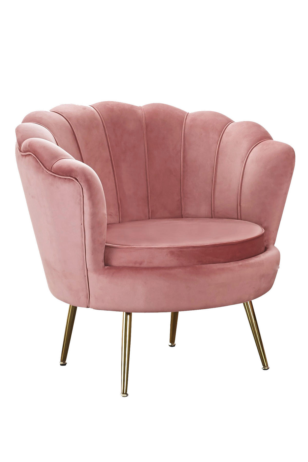 SESSEL in Samt Rosa  - Goldfarben/Rosa, MODERN, Textil/Metall (76/78/76cm) - Livetastic