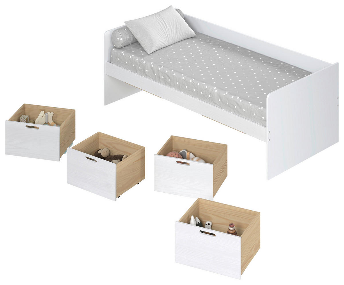 STAURAUMBETT  in Weiß  - Weiß/Naturfarben, MODERN, Holz/Holzwerkstoff (90/200cm) - MID.YOU