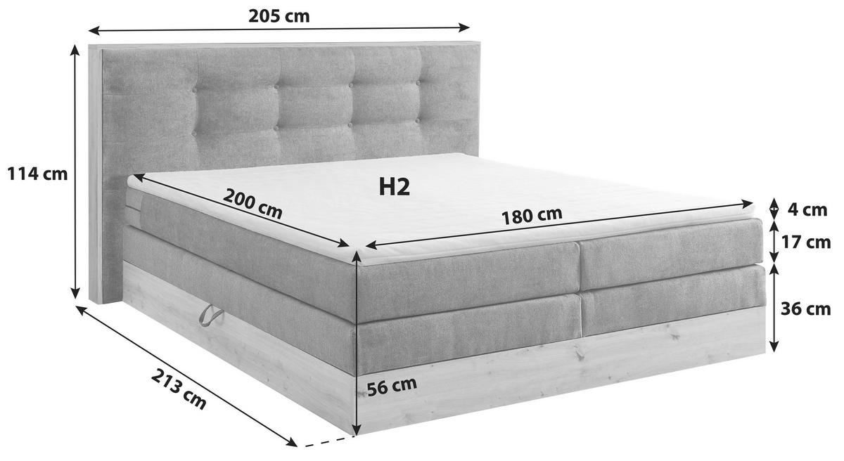KONTINENTALSÄNG 180/200 cm  i antracit  - antracit, Modern, trämaterial/trä (180/200cm) - Livetastic