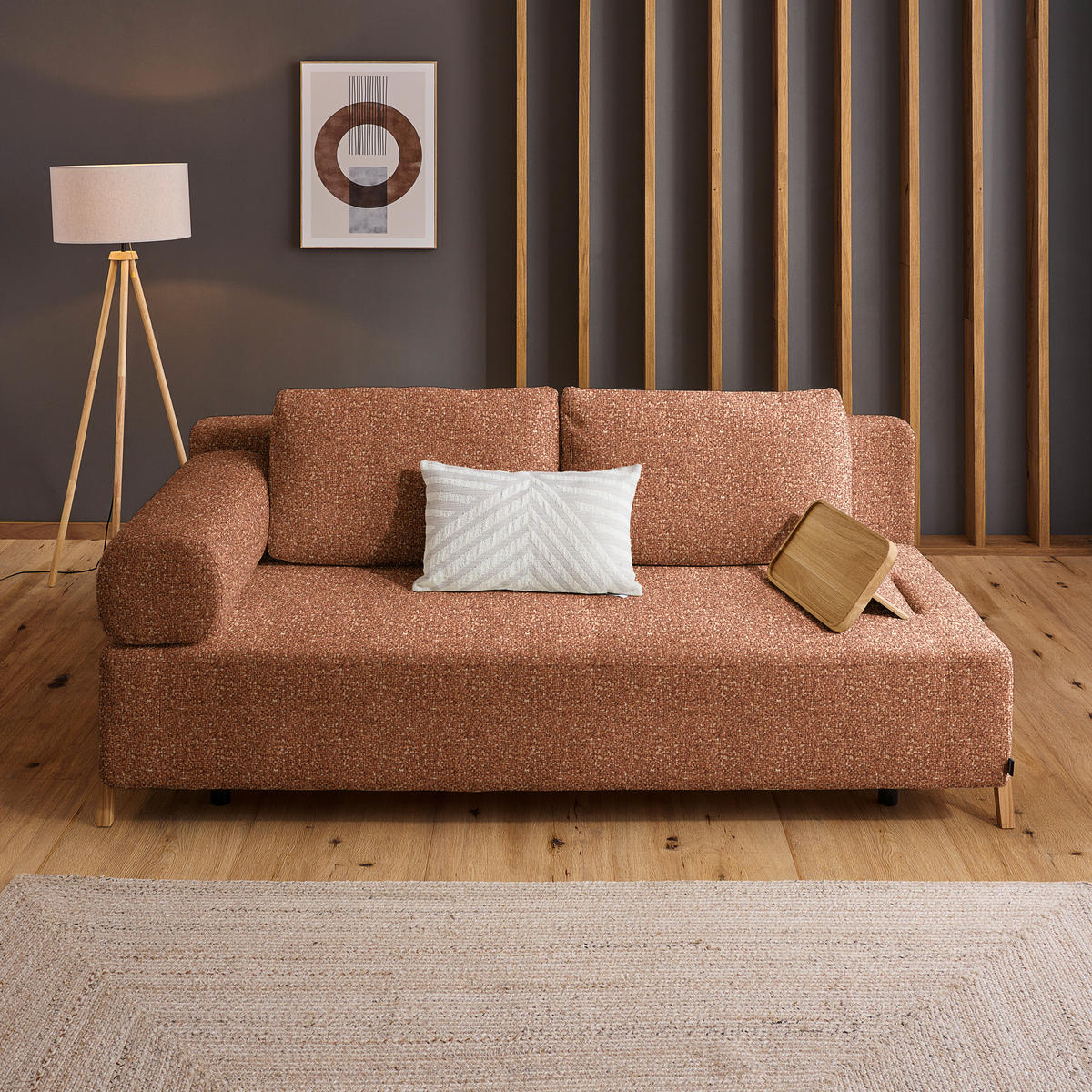 SCHLAFSOFA in Holz, Textil Cognac  - Cognac/Naturfarben, Design, Holz/Textil (211/88/102cm) - Niels Andersson