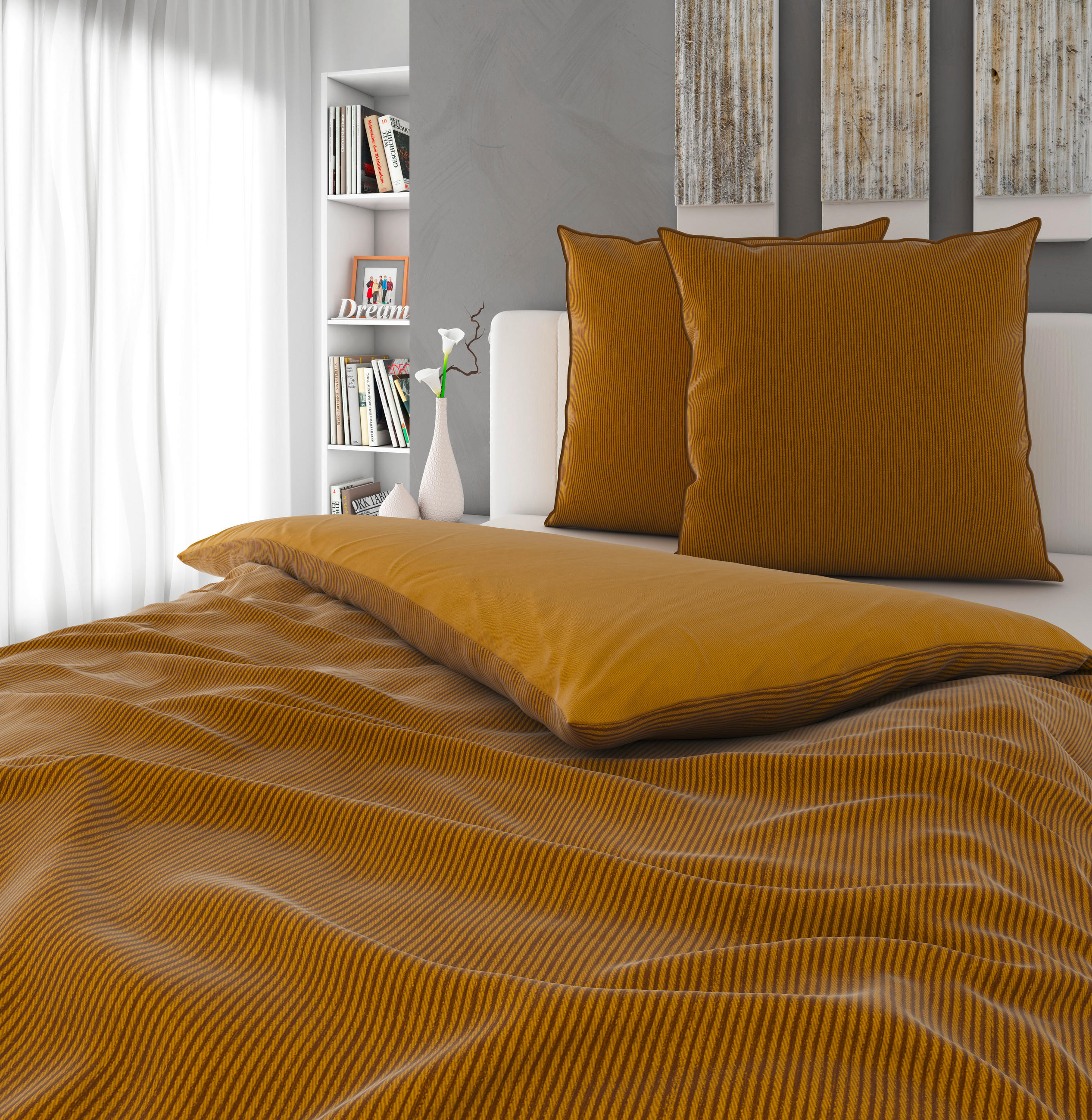 WENDEBETTWÄSCHE Satin 200/200 cm  - Goldfarben, Basics, Textil (200/200cm) - Bio:Vio