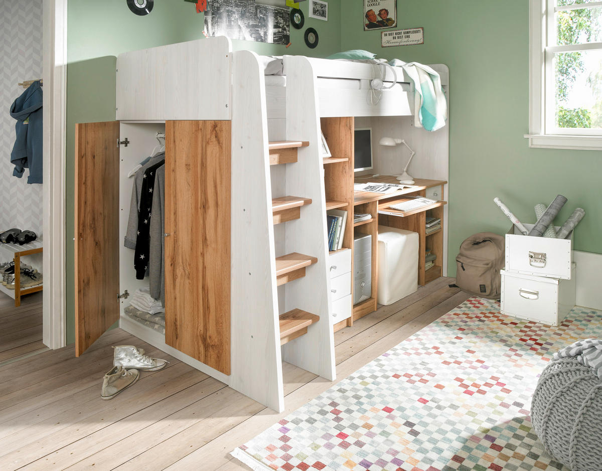 HOCHBETT 90/200 cm  - Eichefarben/Weiß, KONVENTIONELL, Holzwerkstoff (90/200cm) - Carryhome