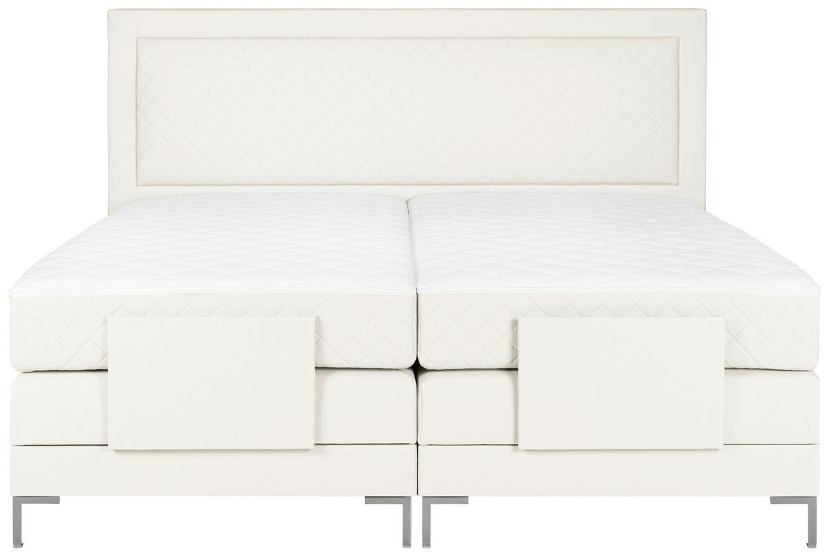 BOXSPRINGBETT 180/200 cm  in Weiss  - Weiss/Alufarben, Design, Textil/Metall (180/200cm) - Welnova