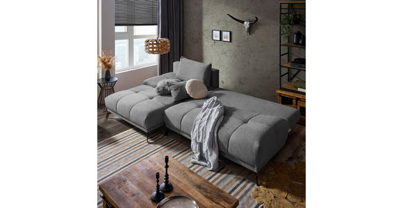 ECKSOFA in Chenille Grau, Dunkelgrau  - Dunkelgrau/Schwarz, MODERN, Textil/Metall (182/290cm) - Hom`in