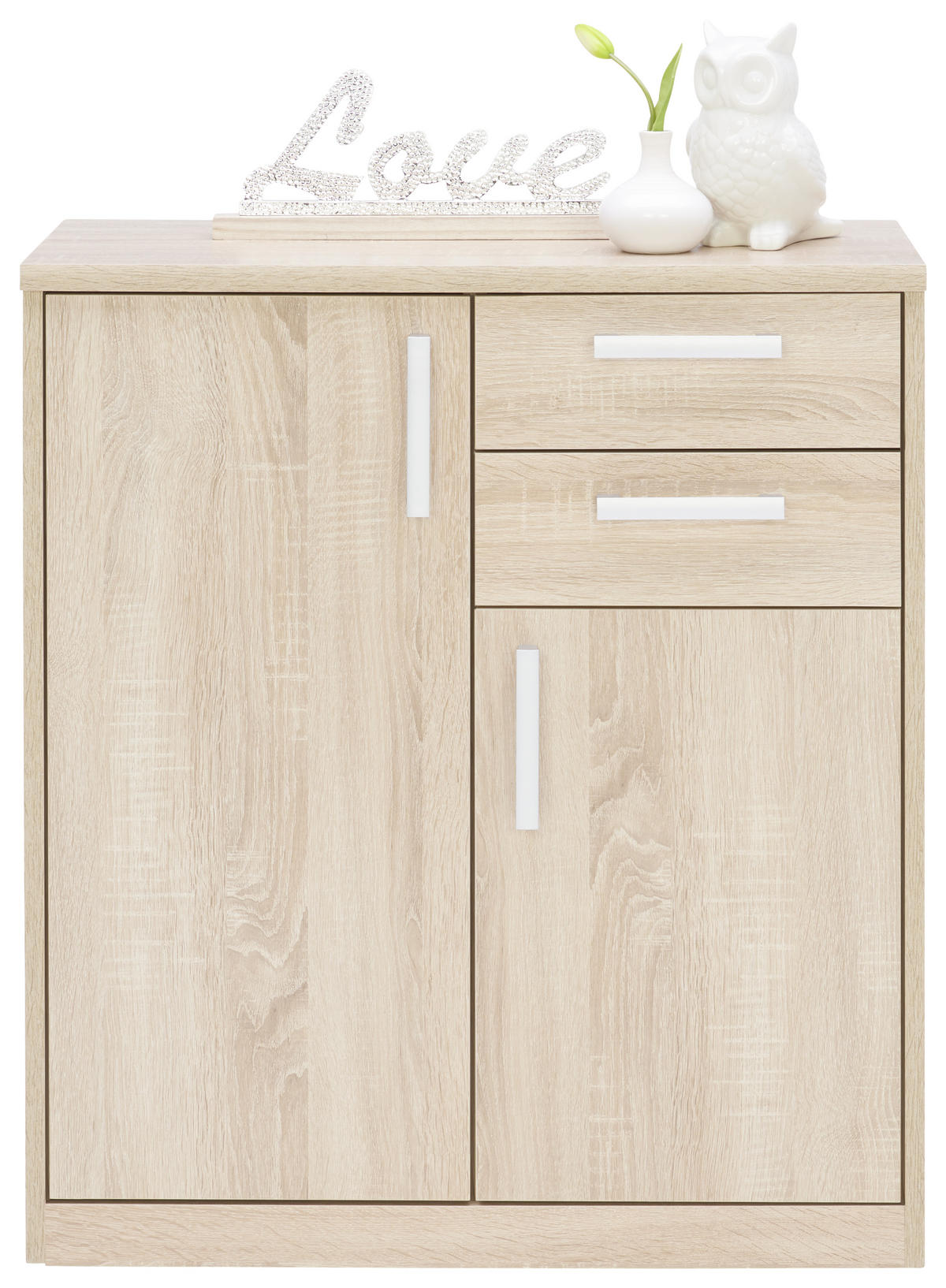 KOMODA, hrast sonoma  - srebrne barve/črna, Konvencionalno, kovina/leseni material (72/84/36cm) - Xora