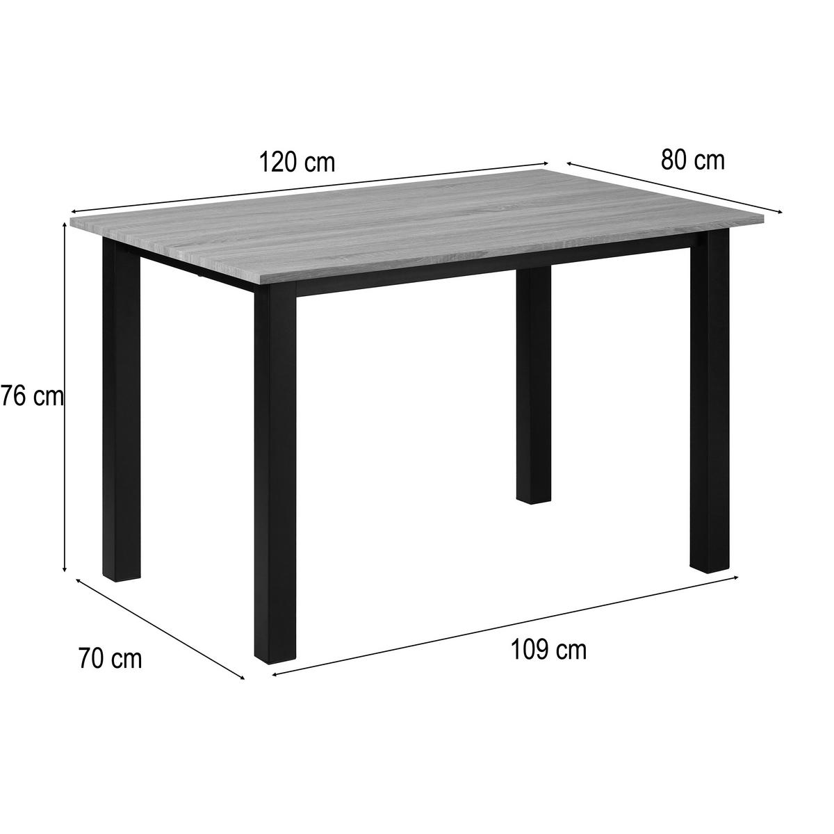 ESSTISCH 120/80/76 cm Nachbildung  Metall, Holzwerkstoff gastro- und objekttauglich rechteckig Eichefarben  - Eichefarben/Schwarz, MODERN, Holzwerkstoff/Metall (120/80/76cm) - MID.YOU