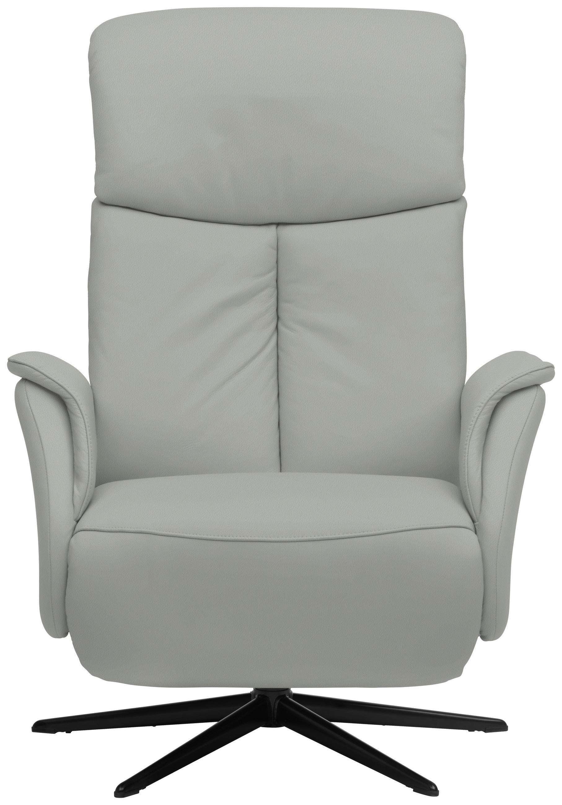 RELAXSESSEL in Leder Grau  - Schwarz/Grau, Design, Leder/Metall (78/106/88cm) - Welnova