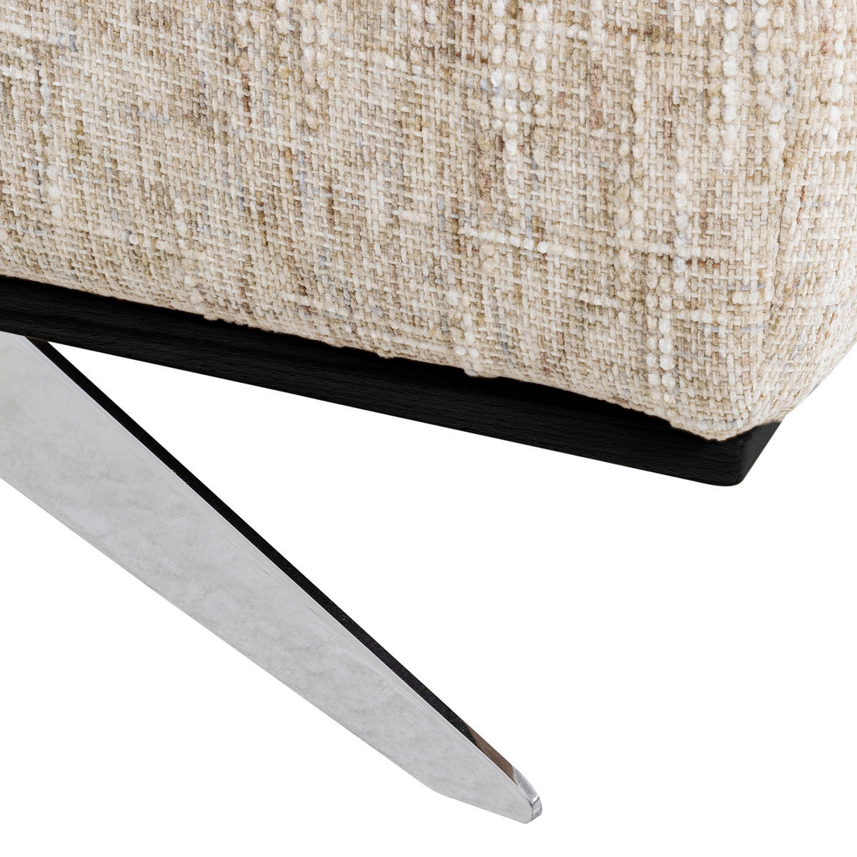 ECKSOFA PORTLAND in Struktur Beige Kopfteilverstellung  187/295 cm  - Chromfarben/Beige, Design, Holz/Textil (187/295cm) - Livetastic