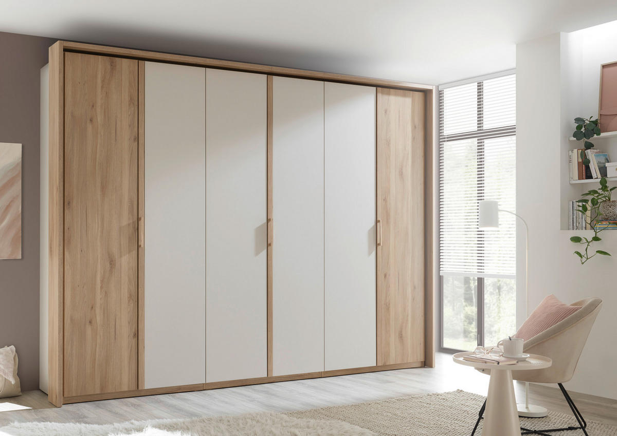 DREHTÜRENSCHRANK in Eichefarben, Kaschmir  - Kaschmir/Eichefarben, Design, Holz/Holzwerkstoff (300/225,5/60,2cm) - Xora
