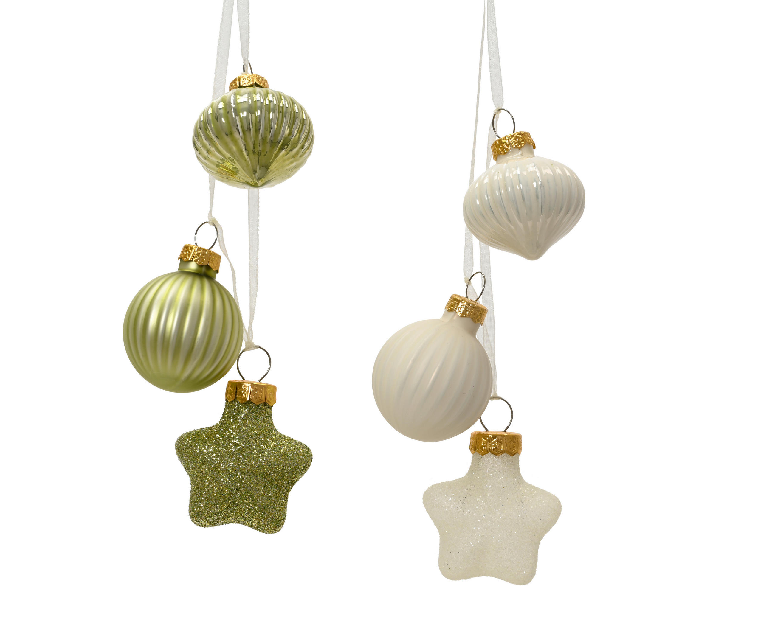 CHRISTBAUMKUGEL  - Weiß/Grün, Basics, Glas (3.5/4/11.5cm)