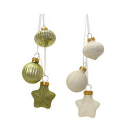 CHRISTBAUMKUGEL  - Weiß/Grün, Basics, Glas (3.5/4/11.5cm)