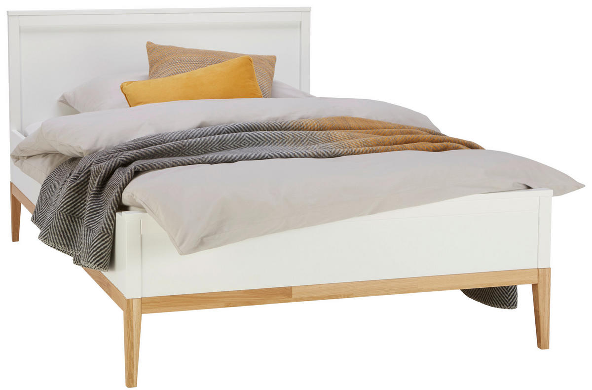 BETT 140/200 cm  in Weiß, Eichefarben  - Eichefarben/Weiß, LIFESTYLE, Holz/Holzwerkstoff (140/200cm) - Stylife