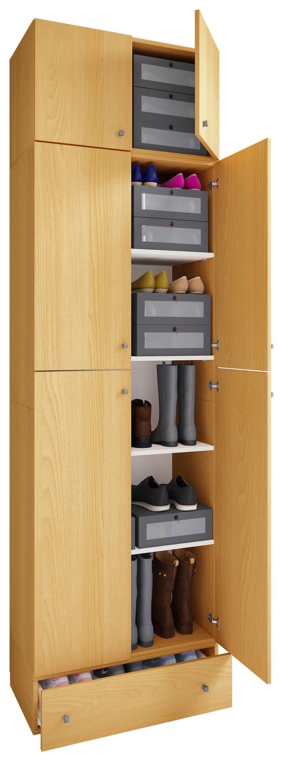 SKOSKÅP  i 70/240/39 cm  - bokfärgad/grå, Klassisk, trämaterial/plast (70/240/39cm) - MID.YOU