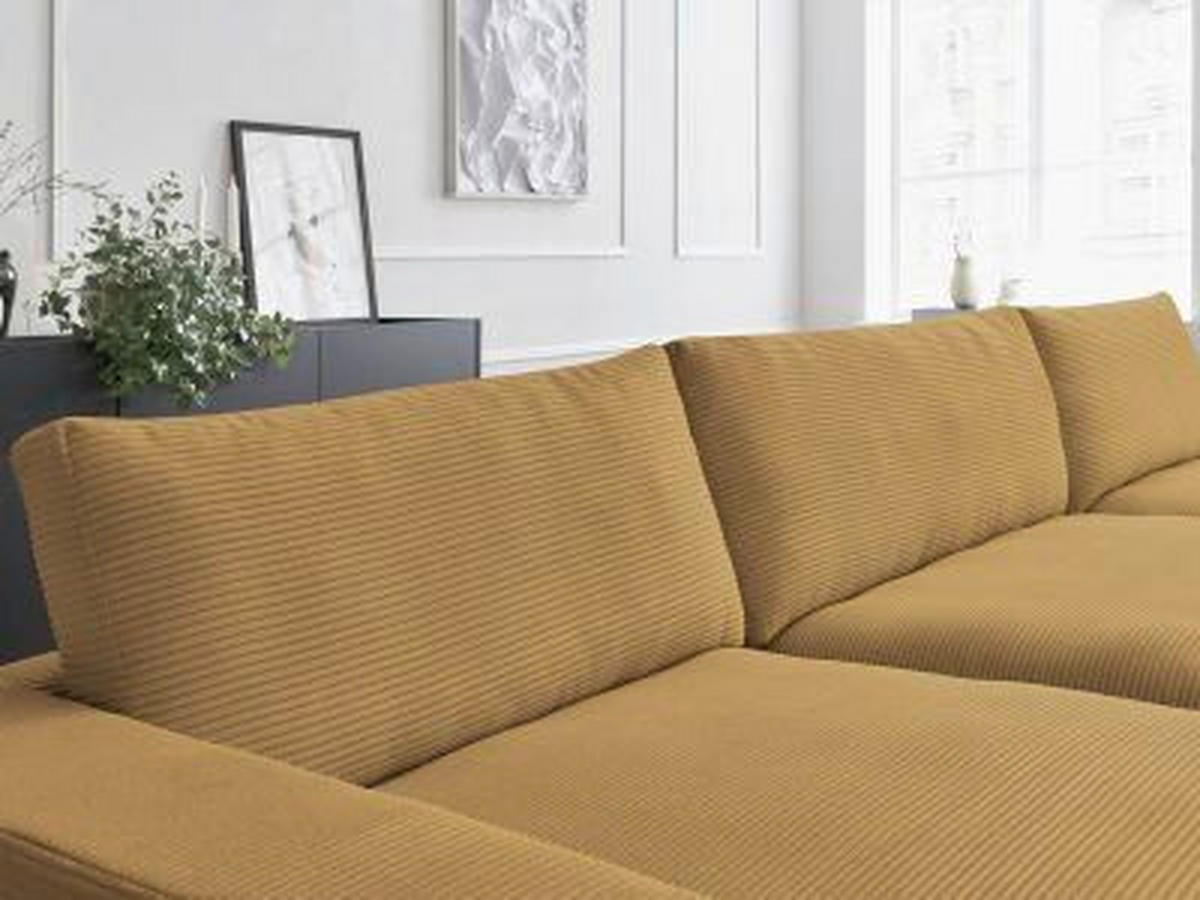 WOHNLANDSCHAFT LEONARD Gelb Cord  - Gelb/Schwarz, MODERN, Kunststoff/Textil (159/349/159cm)