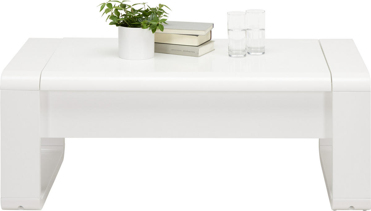 COUCHTISCH 115/60/45-71 cm rechteckig Weiß Hochglanz  - Weiß Hochglanz/Weiß, Design, Holzwerkstoff/Metall (115/60/45-71cm) - Hom`in