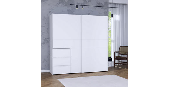 SCHWEBETÜRENSCHRANK  in Weiß  - Alufarben/Weiß, KONVENTIONELL, Holzwerkstoff/Kunststoff (200/200/61cm) - Carryhome