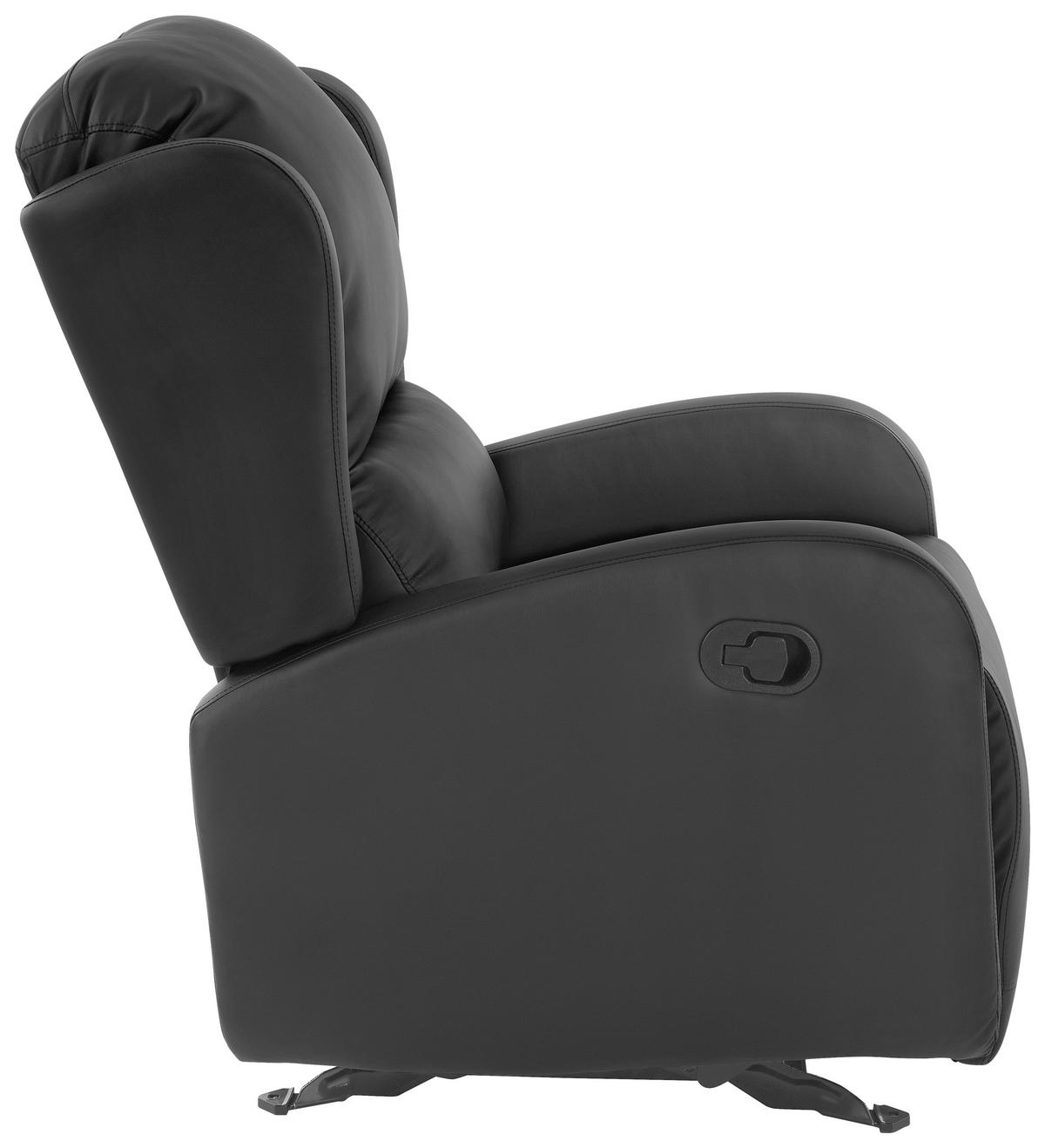 RELAXSESSEL Lederlook    - Schwarz, KONVENTIONELL, Textil/Metall (75/107/97cm) - MID.YOU