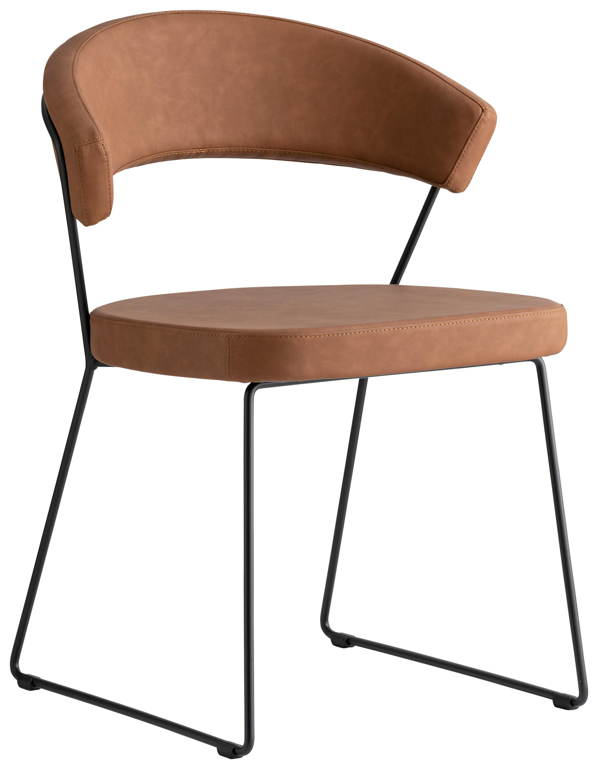 STUHL - Cognac/Schwarz, Design, Textil/Metall (57/75,5/52cm) - Connubia 