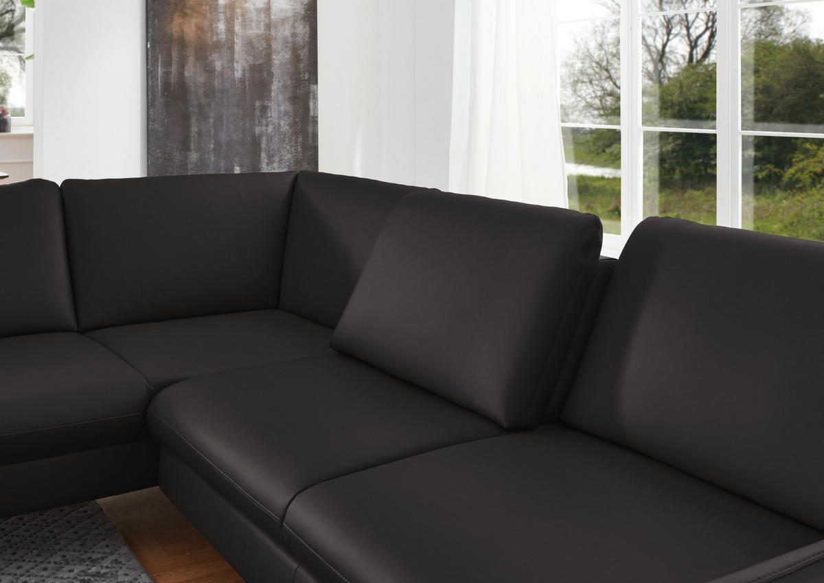 ECKSOFA in Echtleder Grau  220/284 cm  - Alufarben/Grau, KONVENTIONELL, Leder/Metall (220/284cm) - Beldomo Premium