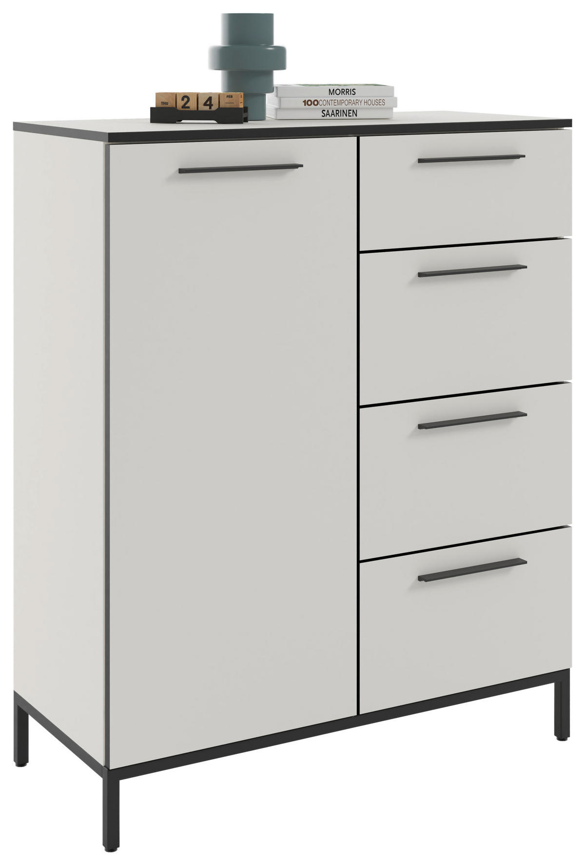 KOMMODE Soul  in 90/111/40 cm  - Schwarz/Weiß, MODERN, Holzwerkstoff/Metall (90/111/40cm)