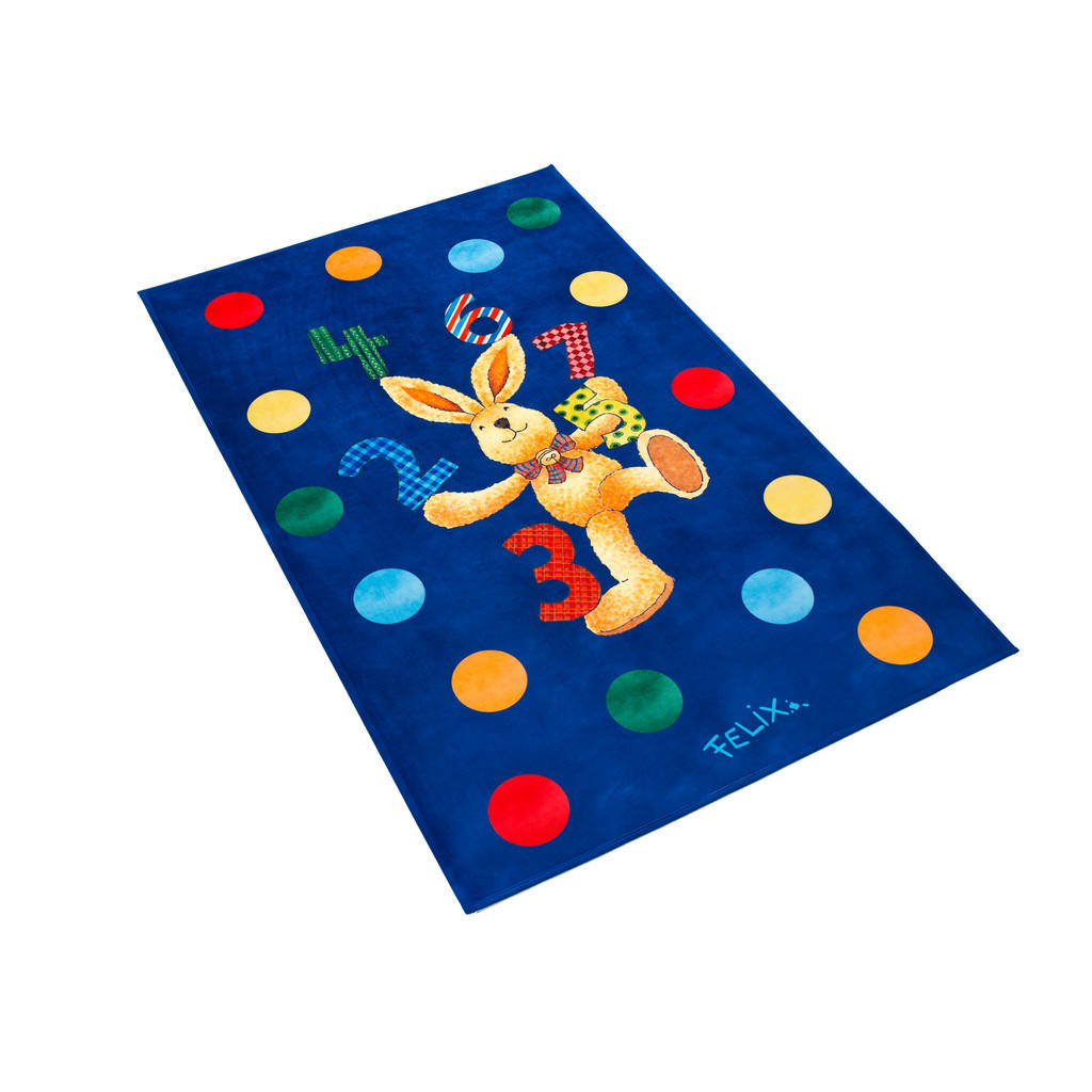 Thumbnail - Xxxl Kinderteppich Felix der Hase, Dunkelblau, Textil, Hase, rechteckig, 100x160 cm, Oeko-Tex® Standard 100, rutschfest,...