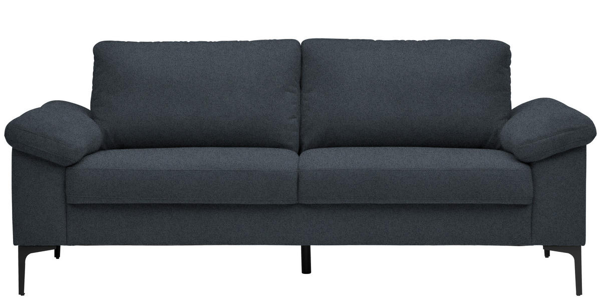 2,5-SITZER  in Flachgewebe Anthrazit  - Anthrazit/Schwarz, Design, Textil/Metall (206/86/97cm) - Pure Home Lifestyle