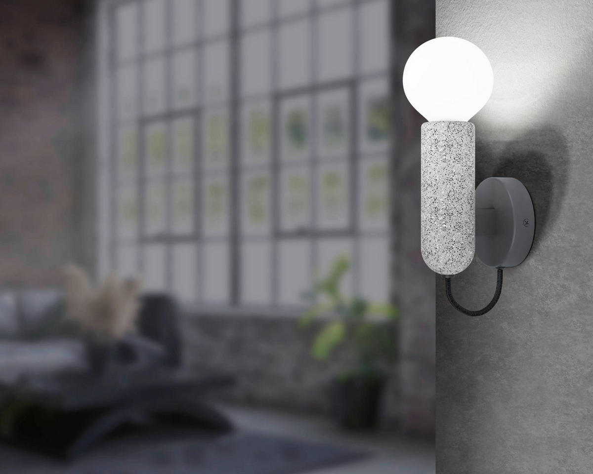 VÄGGLAMPA Giaconecchia 5,5/20,5 cm   - grå/antracit, Basics, metall/sten (5,5/20,5cm) - Eglo